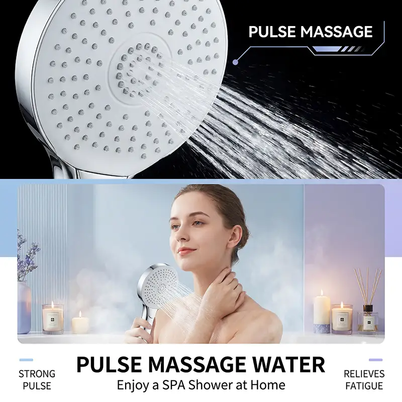 Ducha de mano cuadrada ABS con botón de diseño de baño de flujo ajustable