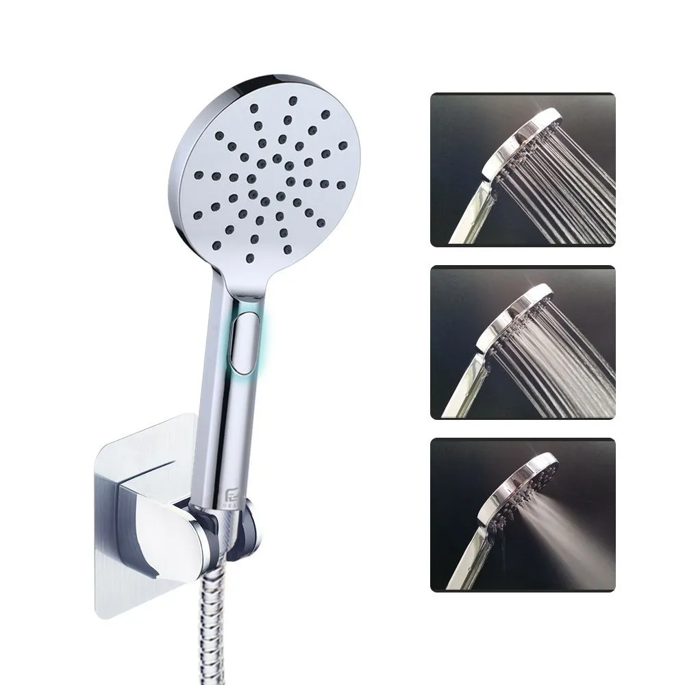 Ducha con pulsador de baño cromado de plástico ajustable tipo Spa